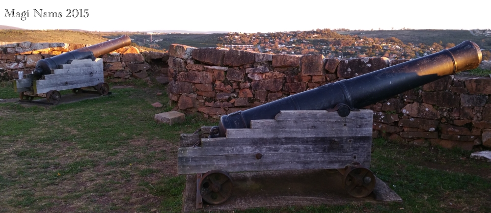 Six Months in South Africa: Grahamstown's Gunfire Hill at Sunrise: Cannons at Fort Selwyn, Grahamstown  (© Magi Nams)